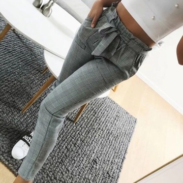 Элегантные женские брюки в клетку серого цвета XXL 44
