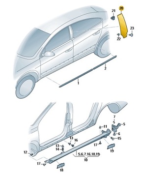 фото thumb №2, Накладка рама дверь стойка b vw passat cc правая
