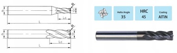 Frez Promieniowy Węgikowy VHM 4 x R1.5 x 50 45 HRC