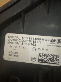 Купити Протитуманна фара протитуманний лівий led 5e3941699a skoda octavia iv rs, фото thumb