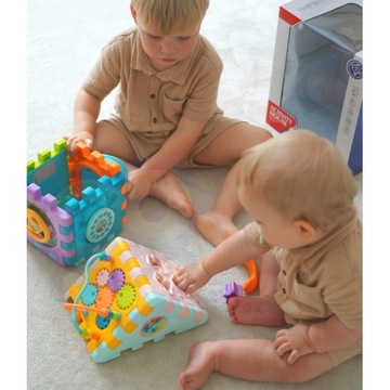 SENSORYCZNY DOMEK SORTER MONTESSORI KLOCKI UKŁADANKA LABIRYNT 7w1 WOOPIE