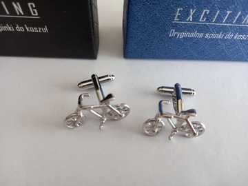 Запонки EXC Retro Bicycle для рубашки, посеребрение, родиевое покрытие + футляр