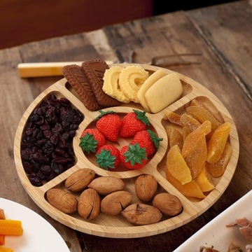 вращающаяся доска для подачи сыра, мясного ассорти и закусок, деревянная тарелка диаметром 30 см.