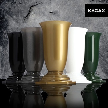 WAZON FLAKON NA CMENTARZ 29cm KWIATY SZTUCZNE NAGROBNY + WKŁAD ZŁOTY
