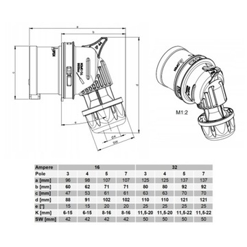 УДЛИНИТЕЛЬ ПИТАНИЯ С УГЛОВОЙ ВИЛКОЙ, БЕЛЫЙ H05VV-F 5x2,5 2м