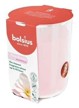 Świeca zapachowa w szkle 97/85 Bolsius True Scents MAGNOLIA - różowa 45h