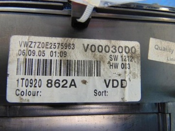 фото thumb №7, Volkswagen touran 2.0d спидометр 1t0920862a