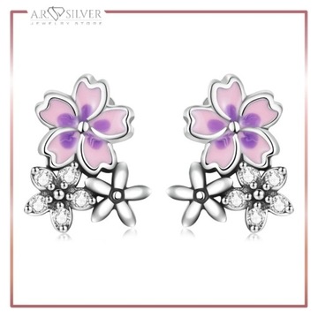 Серебряные серьги ОЧАРОВАТЕЛЬНЫЕ РОЗОВЫЕ ЦВЕТЫ S925