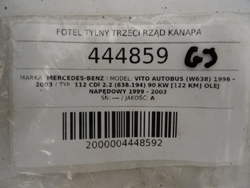 фото thumb №8, Сидіння зад mercedes w638 van мікроавтобус 96-03 сидіння задні, пасажира