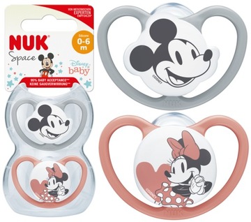 Силиконовая соска NUK SPACE Микки Маус 0-6 м 2 шт.