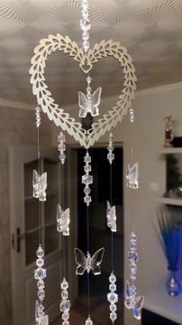 АЖУРНЫЙ КУЛОН СЕРДЦЕ С БАБОЧКАМИ 85см