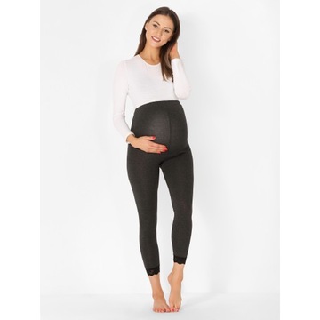 Legginsy ciążowe 7/8 z koronką getry wiskoza BE20-262 Ciemny szary 3XL