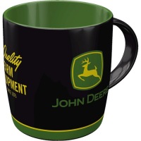 Кружка John Deere с логотипом черная керамическая оригинальная с изображением трактора