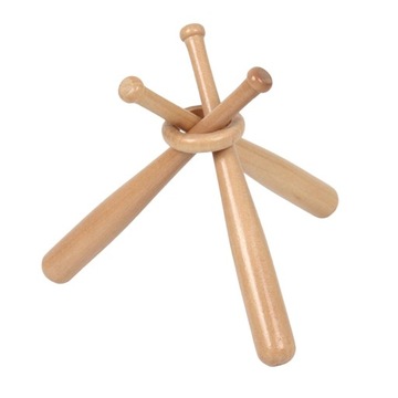 18cm Mini stojak baseballowy z drewnianymi kółkami