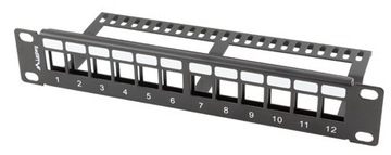 Патч панель 12x 10 '' 1U пустое с организатором