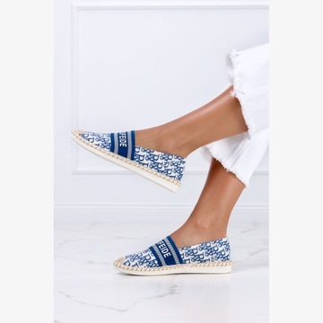 ESPADRYLE SLIP ON DAMSKIE Z NAPISAMI PLECIONE r 40