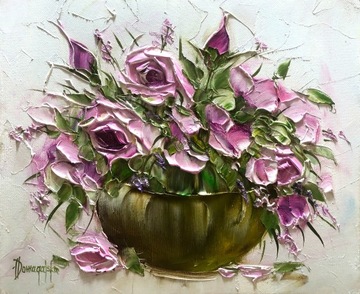 ИОАННА ДОМАГАЛЬСКАЯ КАРТИНА МАСЛЯНЫМИ РОЗАМИ 25X30