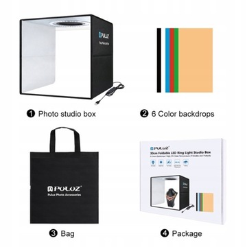 PULUZ Lightbox Мини-световой короб для фотостудии с 6 цв.