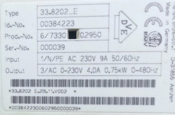 Lenze Inverter 0,75 кВт 33,8202_E