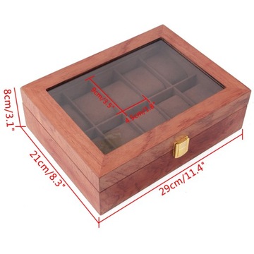 Коробка для часов из цельного дерева с 10 сетками 29x21x8 см