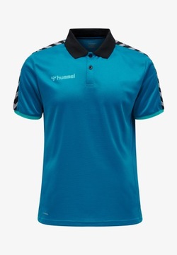 Мужская рубашка поло Hummel Authentic Functional, с коротким рукавом, синяя, размер XL