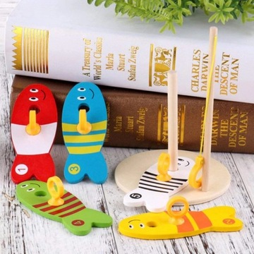 ДЕРЕВЯННАЯ ИГРУШКА РЫБАЛКА ПАЗЛ РЫБКА С УДОЧКОЙ 2в1