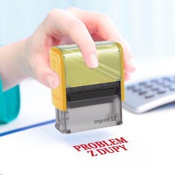 PIECZĄTKA ŻÓŁTA AUTOMATYCZNA NAPIS PROBLEM Z DUPY GADŻET ŚMIESZNA