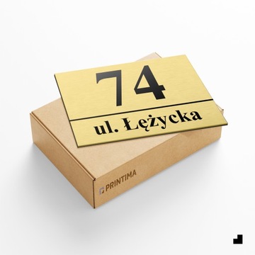 АДРЕСНАЯ ТАБЛИЧКА С НОМЕРОМ ДОМА 32x21 см Золото + ПРОСТАВКИ