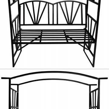 Металлическая беседка со скамейкой в ​​виде цветочной арки