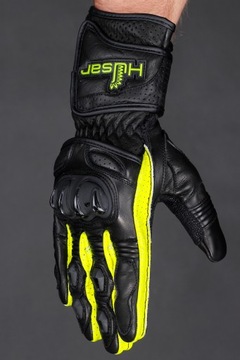 HUSAR ZR RACE fluo SKÓRZANE RĘKAWICE MOTOCYKLOWE