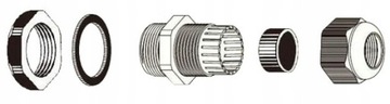 КАБЕЛЬНЫЙ ВВОД CABLE GLUTTER PG 21 серый IP68 B.10.00021 1 шт.