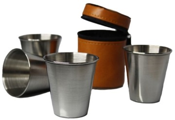 KIELISZKI TURYSTYCZNE METALOWE ETUI 4 SZT 70ML