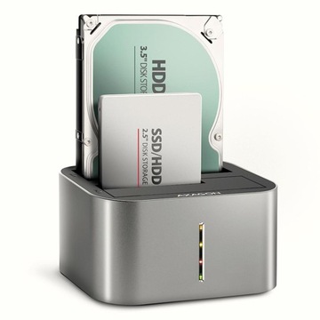 Док-станция USB-C 3.2 Gen1 для 2 твердотельных/жестких дисков SATA 6 Гбит/с 2,5 дюйма с функцией клонирования