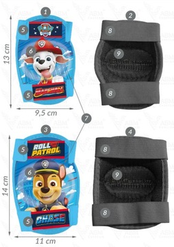 4x ochraniacze kask koszyk rękawiczki dzwonek wiatrak Psi Patrol Chase Mars