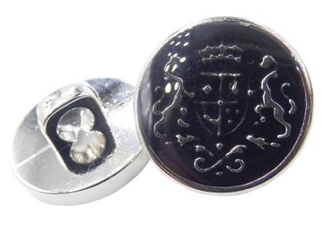 16mm Guziki z herbem 1 sztuka kolor SREBRNE/CZARNY K374 0520