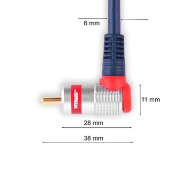 Кабель 2x RCA Cinch угловые вилки VITALCO 3,0 м
