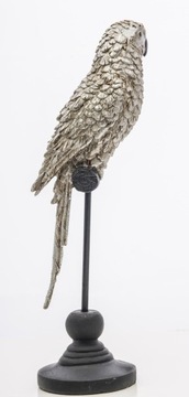 FIGURKA PAPUGA BEŻOWA SREBRNA CZARNA 27cm PTAK 123135