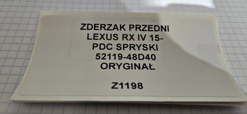 фото thumb №12, Бампер переднє решітка lexus rx iv 15- pdc омивачі 52119-48d40 оригінал
