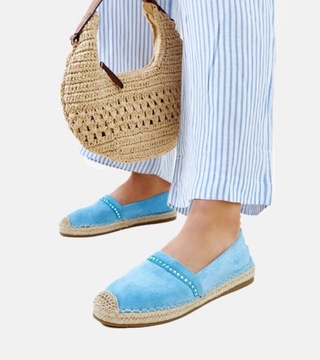 Niebieskie espadryle z cyrkoniami Abia 28837 rozmiar 38