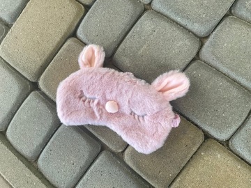 OPASKA NA OCZY MASKA DO SPANIA SNU RELAKSU KRÓLIK ZAJĄC różowy PLUSZOWY