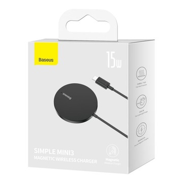 BASEUS ŁADOWARKA BEZPRZEWODOWA IDNUKCYJNA QI MagSafe 15W KABEL PRZEWÓD 1m