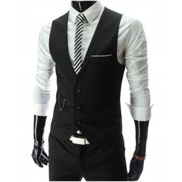 KLASYCZNA ELEGANCKA KAMIZELKA MĘSKA MODNA SLIM FIT, 4XL