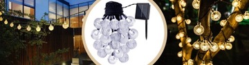 Гирлянда на солнечных батареях GLOWING BALLS 30xLED струна