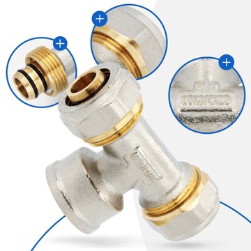 ТРОЙНИК PEX 20x3/4 GW, РЕЗЬБОВЫЙ СОЕДИНИТЕЛЬ ТРУБ, РАСПРЕДЕЛИТЕЛЬ НАПОЛЬНОГО ОТОПЛЕНИЯ