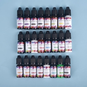 PIGMENT ALKOHOLOWY TRANSPARENTNY DO ŻYWIC UV ZESTAW 24 sztuki 24x10ml