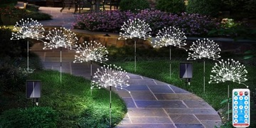 4 шт. СОЛНЕЧНЫЕ САДОВЫЕ ФОНАРИ DELELDS ФЕЙЕРВЕРКИ УКРАШЕНИЕ 480 LED + ПУЛЬТ ДИСТАНЦИОННОГО УПРАВЛЕНИЯ