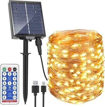 СОЛНЕЧНАЯ САДОВАЯ ГИРЛЯНДИЯ 300LED-30M ТЕПЛЫЙ БЕЛЫЙ