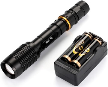 Latarka Taktyczna LED CREE T6 2 Ak. BARDZO MOCNA