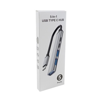 HUB USB-C Rozgałęźnik Rozdzielacz Portów Adapter SLIM 3x USB 2x USB-C PD