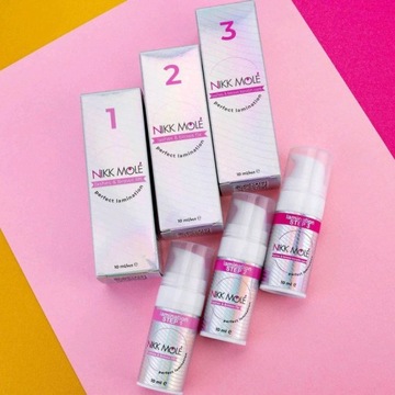 Zestaw do laminacji brwi i rzęs Nikk Mole Nr 1, 2, 3 po 10ml